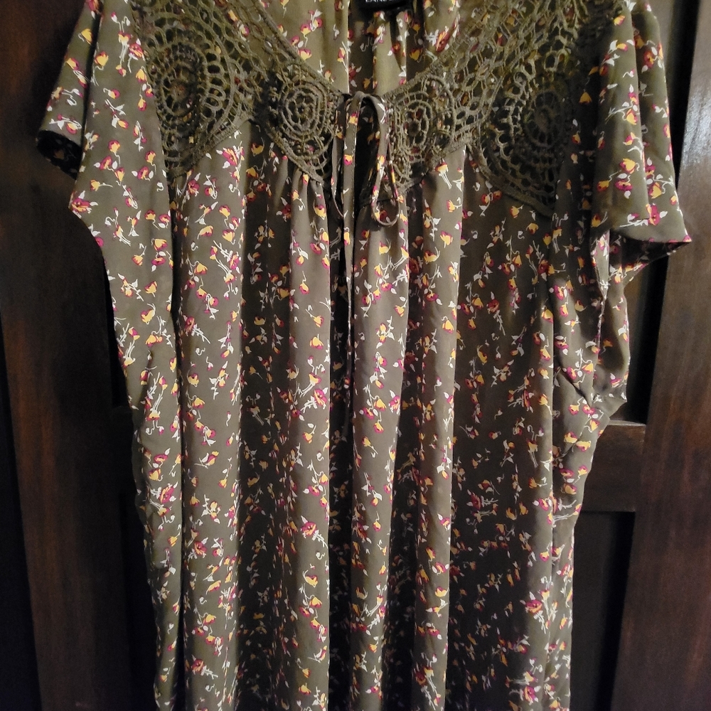 Green floral blouse